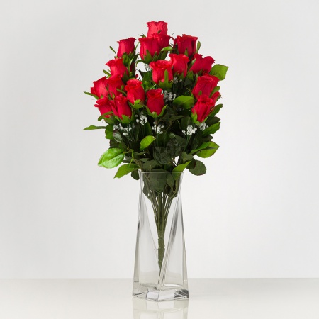 Ruža x 24 kvetov v červenej farbe. Kytica MARILYN.